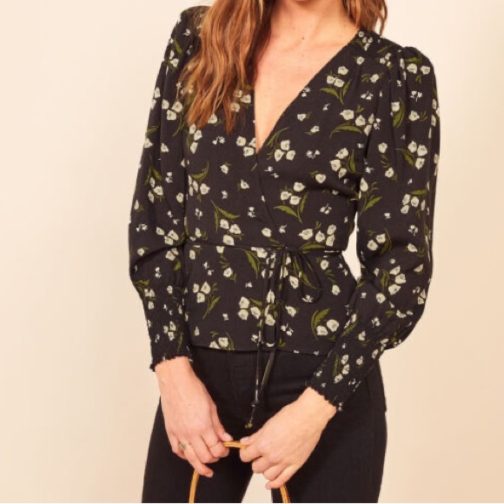 Reformation Jam wrap crepe blouse